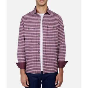 CONSTRUCT Men's Micro Plaid Fleece Lined Shirt Jacket Small Long Sleeve NWOT